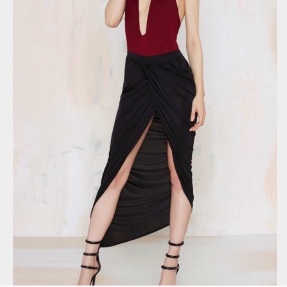 NWOT Nastygal black lioness overwrap skirt XS